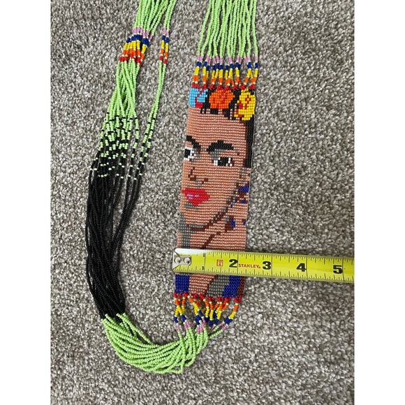 NEW Hand Made Frida Kahlo Beaded Versatile Long Necklace or Belt Multicolor 36in - Picture 8 of 9